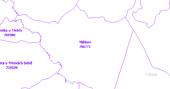 Katastrální mapa Těšínov - přehledová mapa katastrálního území