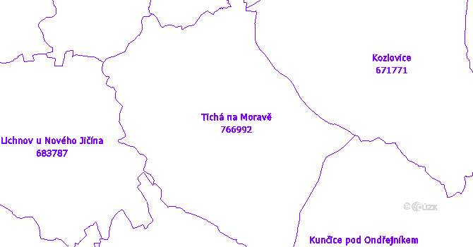 Katastrální mapa Tichá na Moravě - přehledová mapa katastrálního území