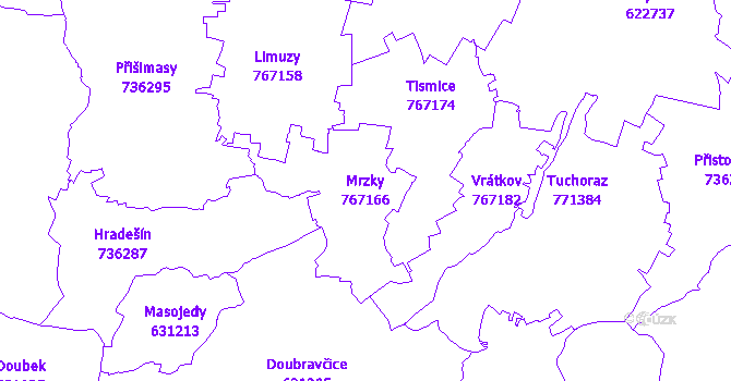 Katastrální mapa Mrzky - přehledová mapa katastrálního území