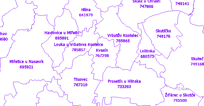 Katastrální mapa Kvasín