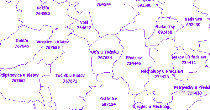 Katastrální mapa Otín u Točníku
