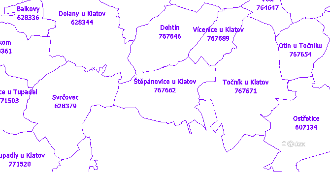 Katastrální mapa Štěpánovice u Klatov - přehledová mapa katastrálního území
