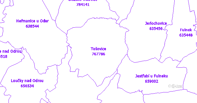 Katastrální mapa Tošovice