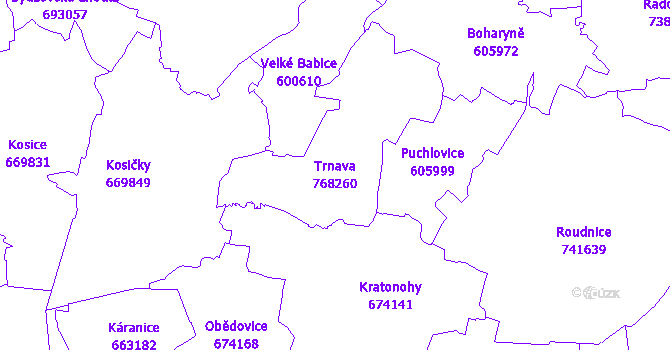 Katastrální mapa Trnava - přehledová mapa katastrálního území