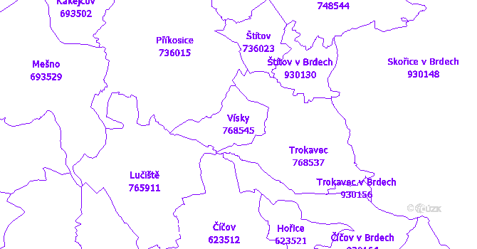 Katastrální mapa Vísky