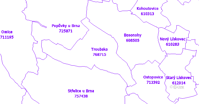 Katastrální mapa Troubsko