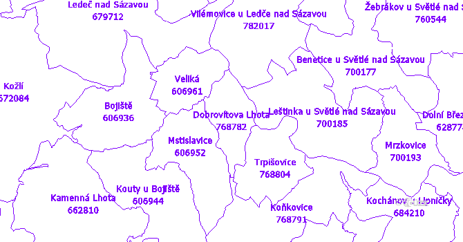 Katastrální mapa Dobrovítova Lhota - přehledová mapa katastrálního území