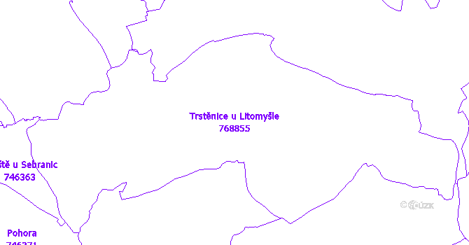 Katastrální mapa Trstěnice u Litomyšle - přehledová mapa katastrálního území