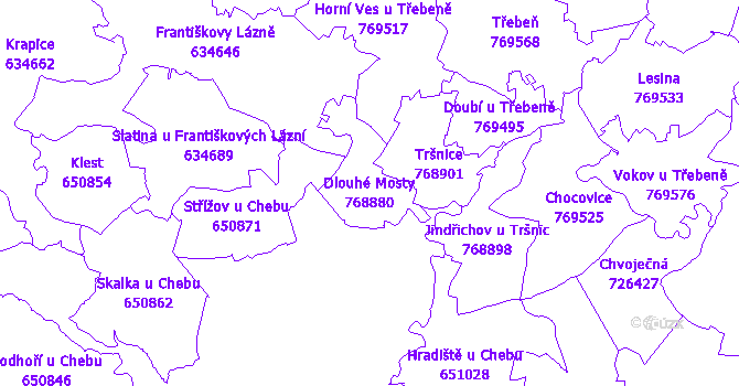 Katastrální mapa Dlouhé Mosty