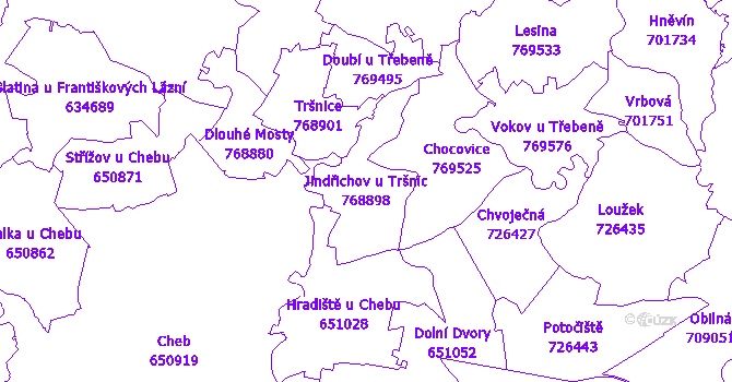 Katastrální mapa Jindřichov u Tršnic - přehledová mapa katastrálního území