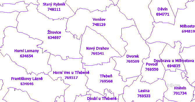 Katastrální mapa Nový Drahov