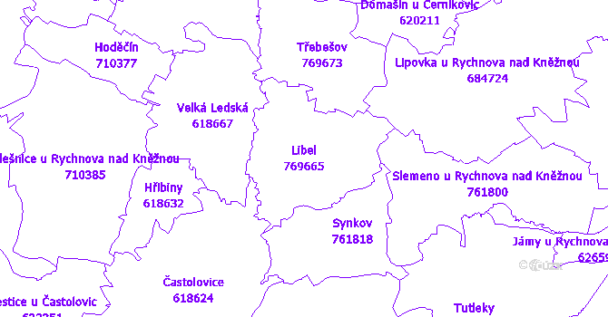 Katastrální mapa Libel - přehledová mapa katastrálního území