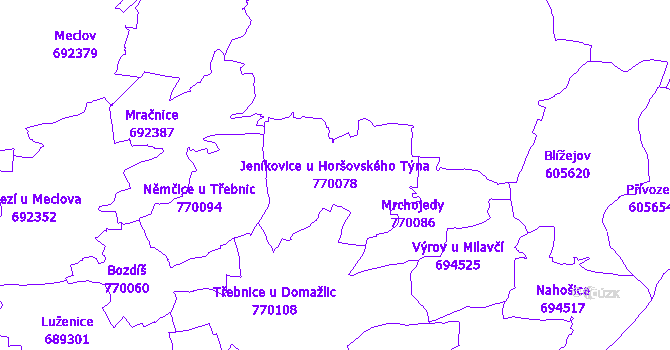 Katastrální mapa Jeníkovice u Horšovského Týna - přehledová mapa katastrálního území