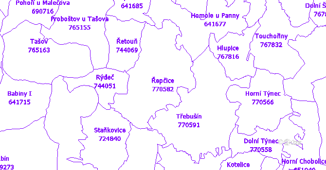 Katastrální mapa Řepčice - přehledová mapa katastrálního území