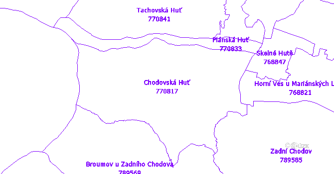 Katastrální mapa Chodovská Huť - přehledová mapa katastrálního území