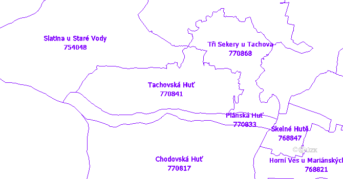 Katastrální mapa Tachovská Huť - přehledová mapa katastrálního území