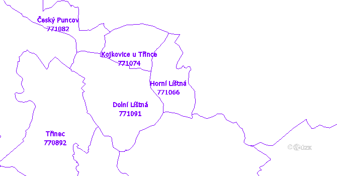 Katastrální mapa Horní Líštná - přehledová mapa katastrálního území