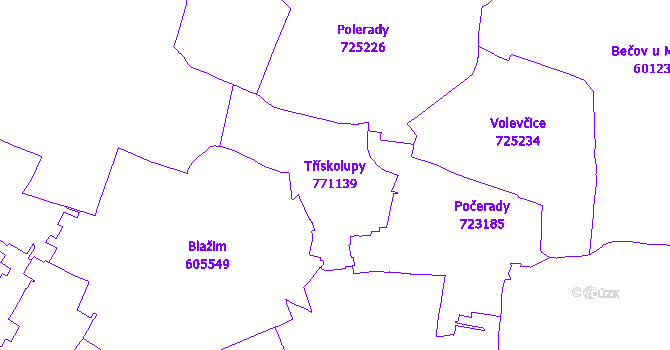 Katastrální mapa Třískolupy