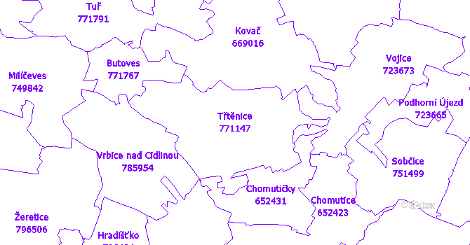 Katastrální mapa Třtěnice