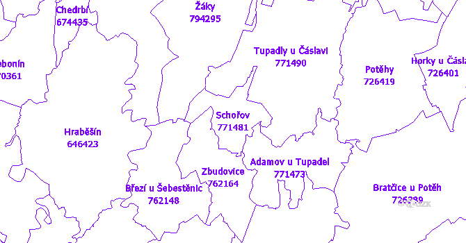 Katastrální mapa Schořov
