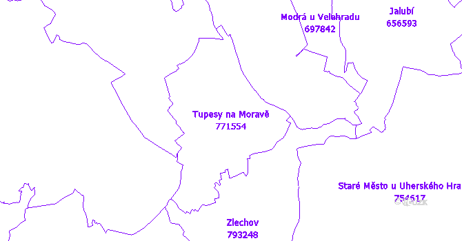 Katastrální mapa Tupesy na Moravě