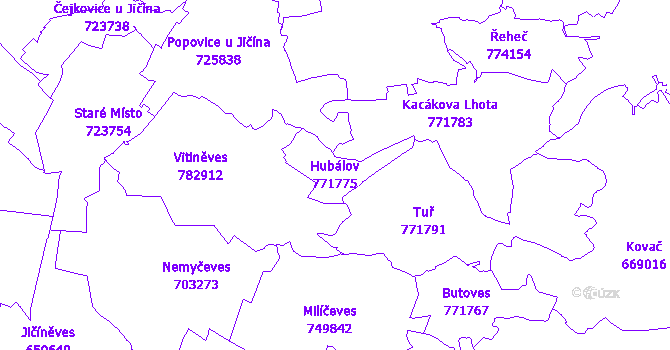 Katastrální mapa Hubálov - přehledová mapa katastrálního území