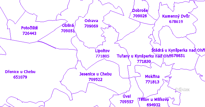 Katastrální mapa Lipoltov - přehledová mapa katastrálního území