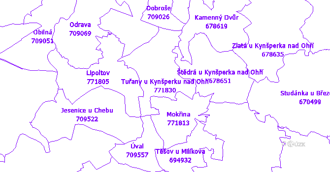 Katastrální mapa Tuřany u Kynšperku nad Ohří