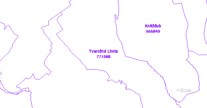 Katastrální mapa Tvarožná Lhota - přehledová mapa katastrálního území