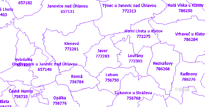 Katastrální mapa Javor