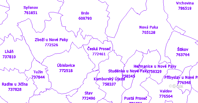 Katastrální mapa Česká Proseč