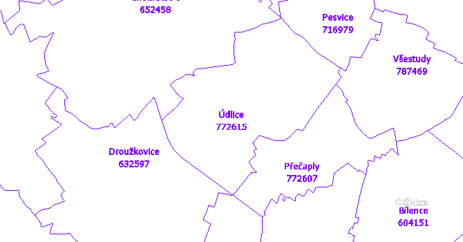 Katastrální mapa Údlice