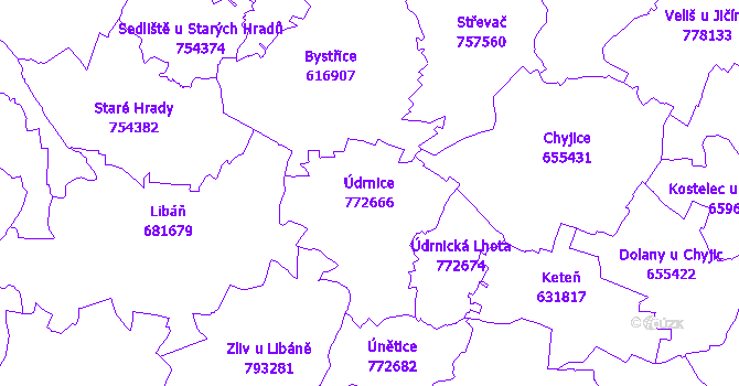 Katastrální mapa Údrnice