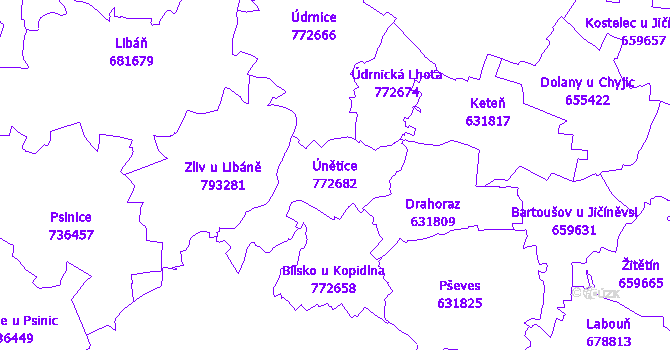 Katastrální mapa Únětice