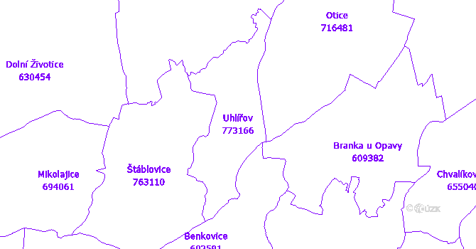 Katastrální mapa Uhlířov