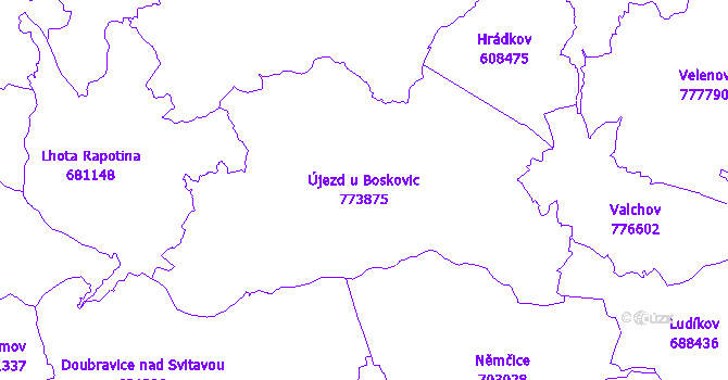 Katastrální mapa Újezd u Boskovic
