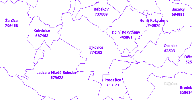 Katastrální mapa Ujkovice