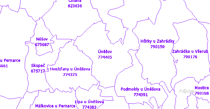 Katastrální mapa Úněšov