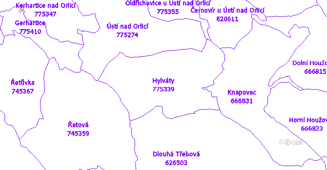 Katastrální mapa Hylváty