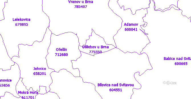 Katastrální mapa Útěchov u Brna