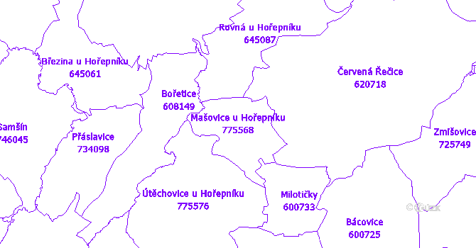 Katastrální mapa Mašovice u Hořepníku