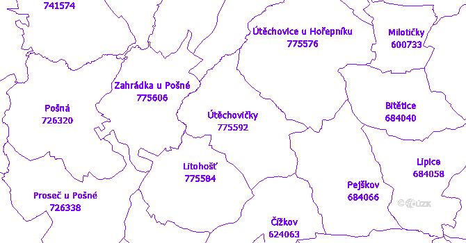 Katastrální mapa Útěchovičky