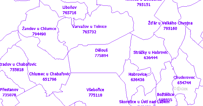 Katastrální mapa Dělouš