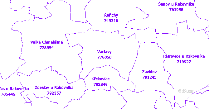 Katastrální mapa Václavy - přehledová mapa katastrálního území