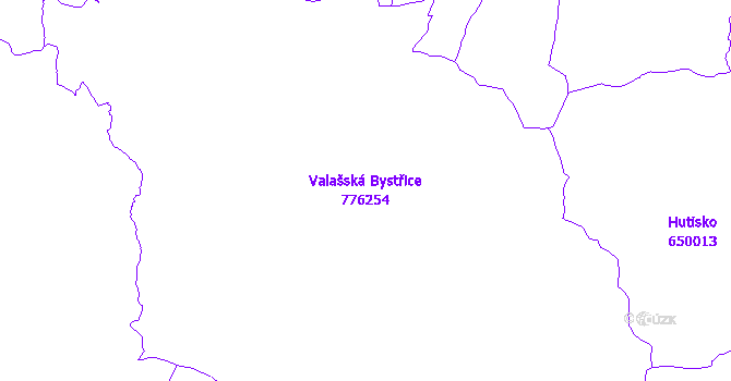 Katastrální mapa Valašská Bystřice - přehledová mapa katastrálního území