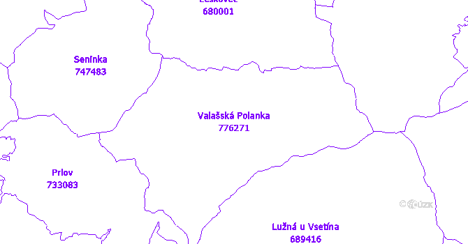 Katastrální mapa Valašská Polanka - přehledová mapa katastrálního území
