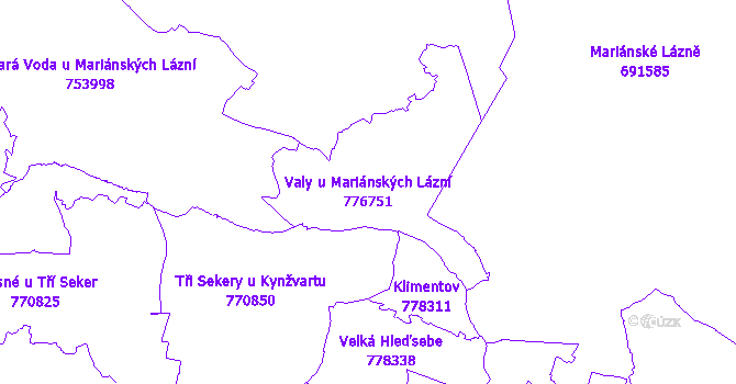 Katastrální mapa Valy u Mariánských Lázní