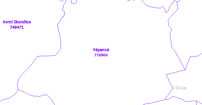 Katastrální mapa Vápenná - přehledová mapa katastrálního území