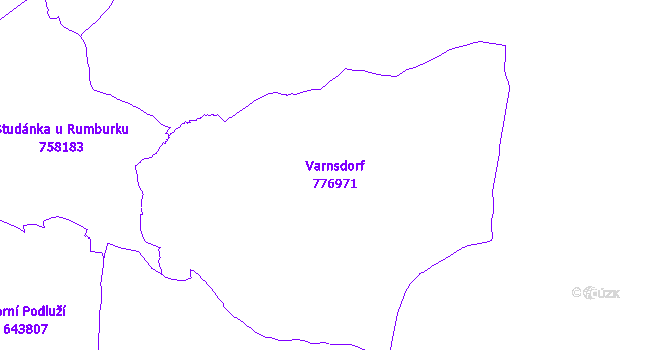 Katastrální mapa Varnsdorf - přehledová mapa katastrálního území