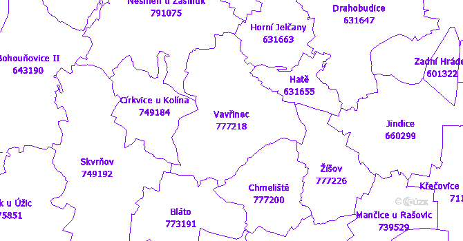 Katastrální mapa Vavřinec - přehledová mapa katastrálního území